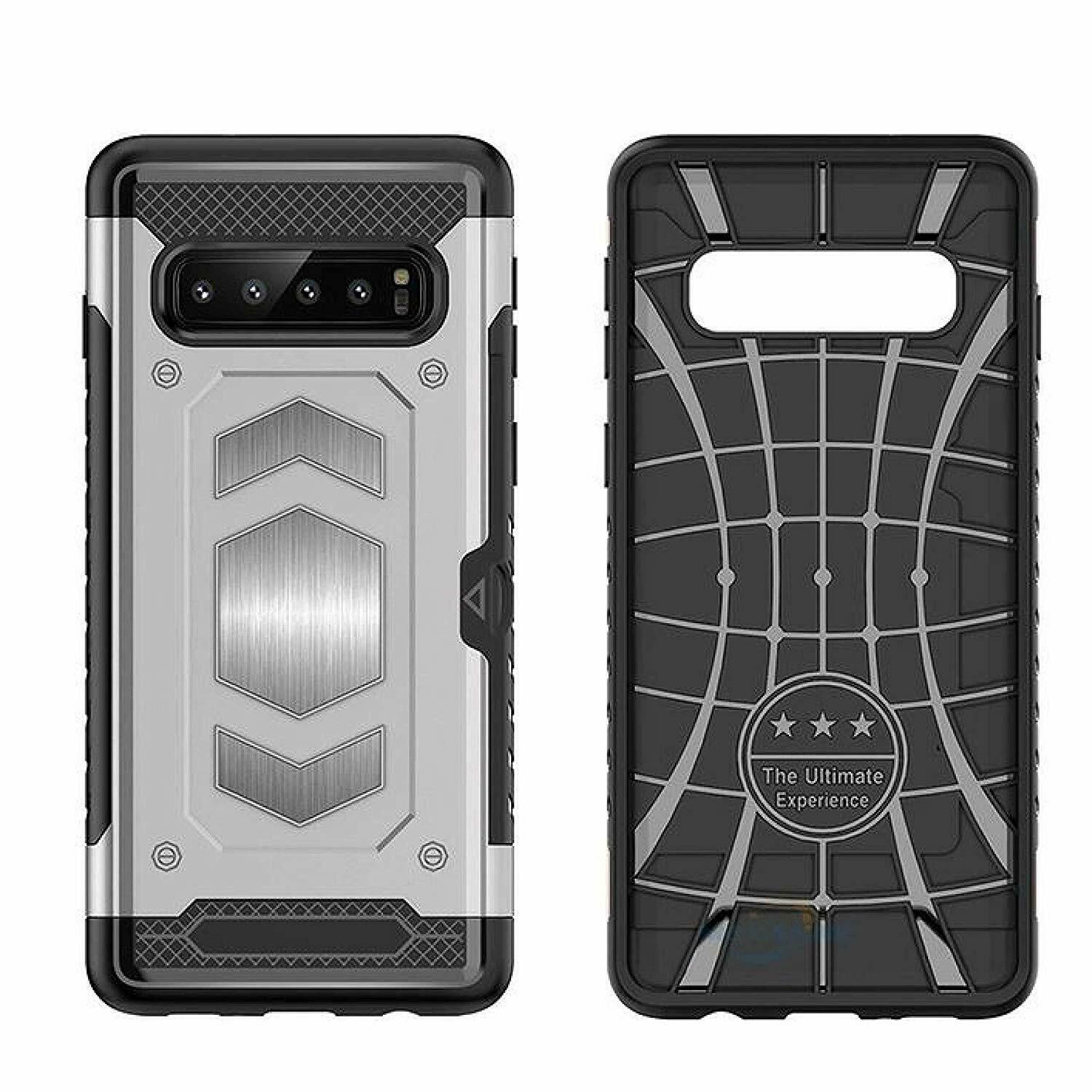 Protectores para celular  para Samsung  S10 Funda reforzada con porta tarjeta Plateado